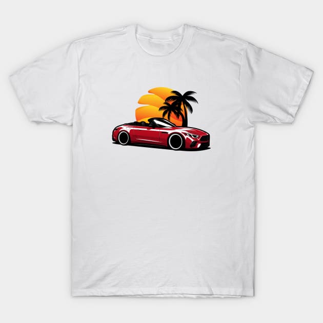 Red SL63 Roadster Sunset T-Shirt by KaroCars